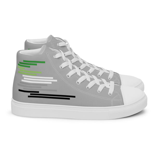 Modern Aromantic Pride Colors Gray High Top Shoes - Women Sizes