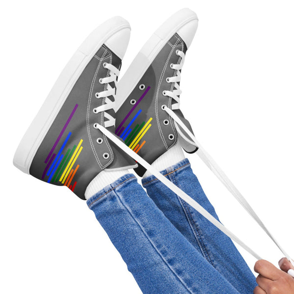 Modern Gay Pride Colors Gray High Top Shoes