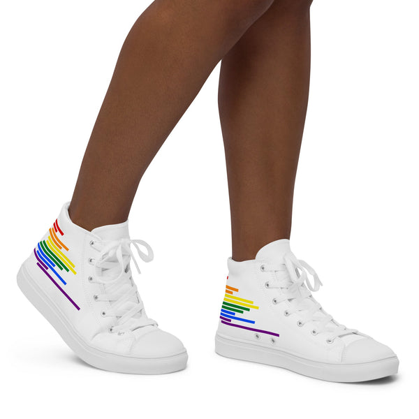 Modern Gay Pride Colors White High Top Shoes