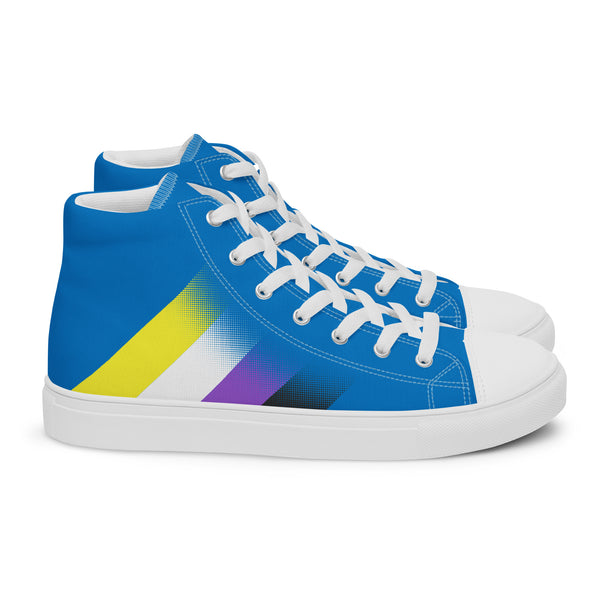 Non-Binary Pride Colors Modern Blue High Top Shoes - Women Sizes