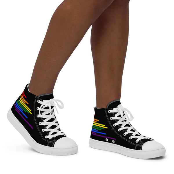 Modern Gay Pride Colors Black High Top Shoes