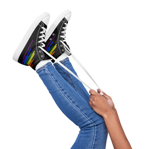 Modern Gay Pride Colors Black High Top Shoes