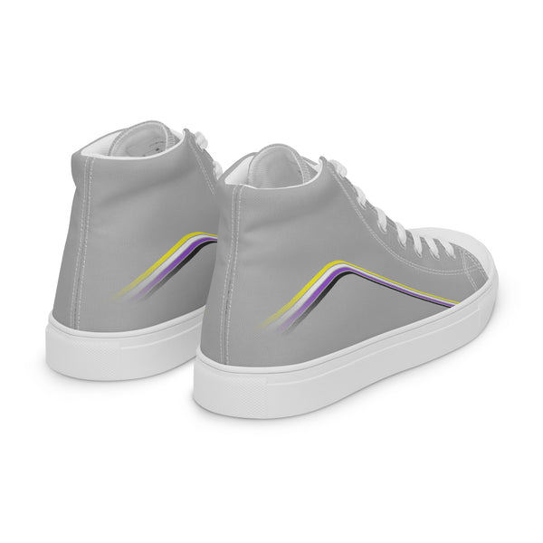 Trendy Non-Binary Pride Colors Gray High Top Shoes - Women Sizes