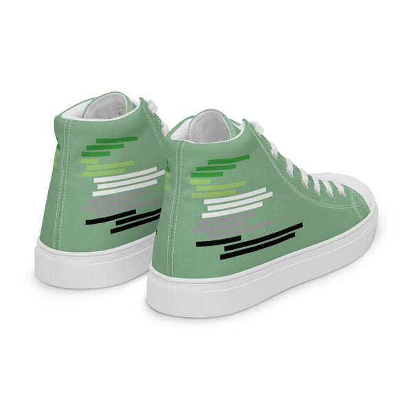 Modern Aromantic Pride Colors Green High Top Shoes - Women Sizes