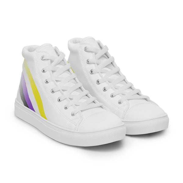 Non-Binary Pride Colors Original White High Top Shoes - Women Sizes