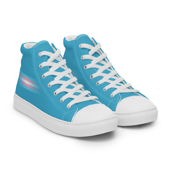 Casual Transgender Pride Colors Blue High Top Shoes - Women Sizes