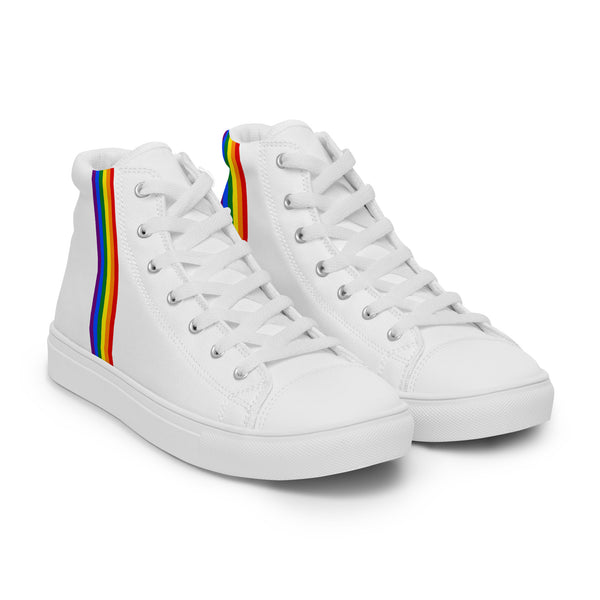 Classic Gay Pride Colors White High Top Shoes - Women Sizes