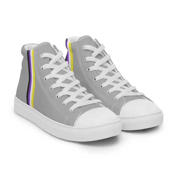 Classic Non-Binary Pride Colors Gray High Top Shoes - Women Sizes