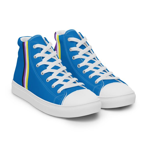 Classic Non-Binary Pride Colors Blue High Top Shoes - Women Sizes