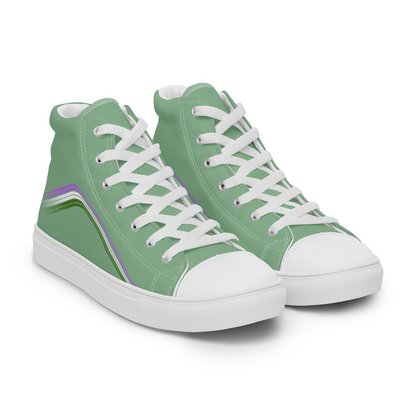 Trendy Genderqueer Pride Colors Green High Top Shoes - Women Sizes