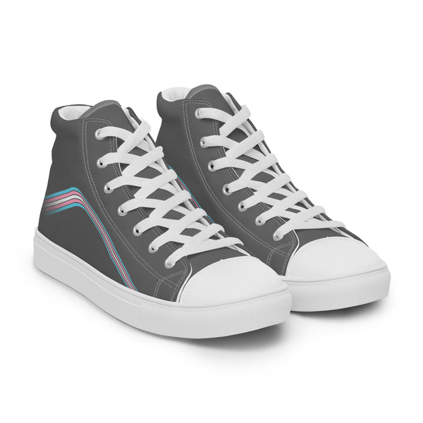 Trendy Transgender Pride Colors Gray High Top Shoes - Women Sizes