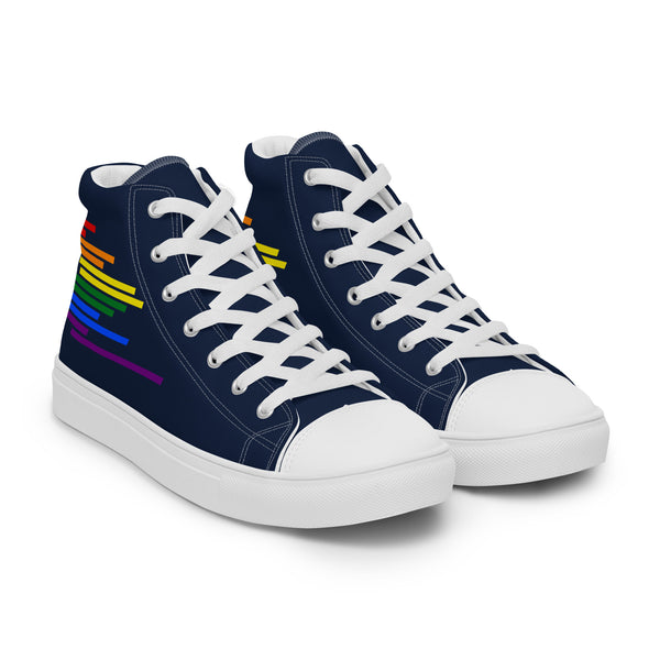 Modern Gay Pride Colors Navy High Top Shoes - Women Sizes
