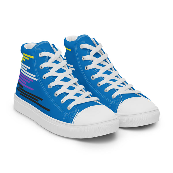 Modern Non-Binary Pride Colors Blue High Top Shoes - Women Sizes