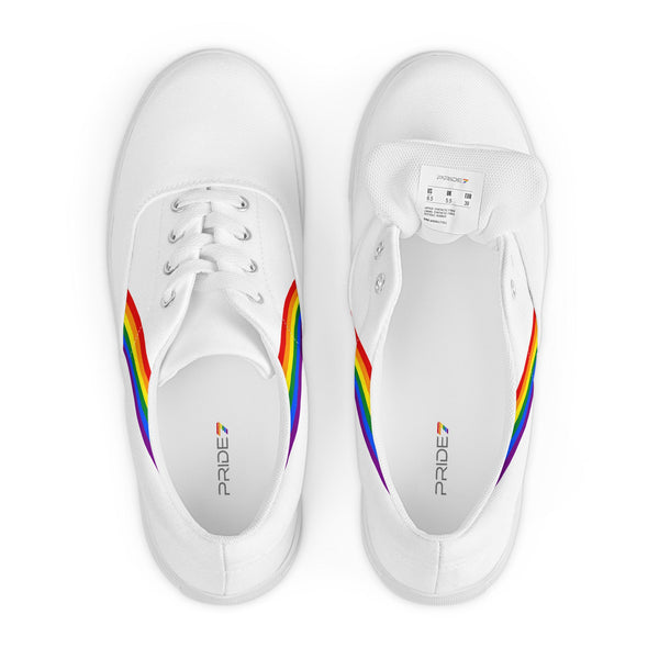 Classic Gay Pride Colors White Lace-up Shoes