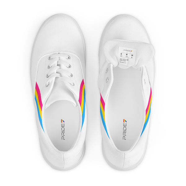 Classic Pansexual Pride Colors White Lace-up Shoes - Women Sizes