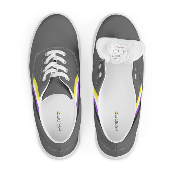 Classic Non-Binary Pride Colors Gray Lace-up Shoes - Women Sizes