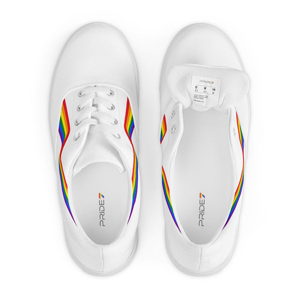 Original Gay Pride Colors White Lace-up Shoes