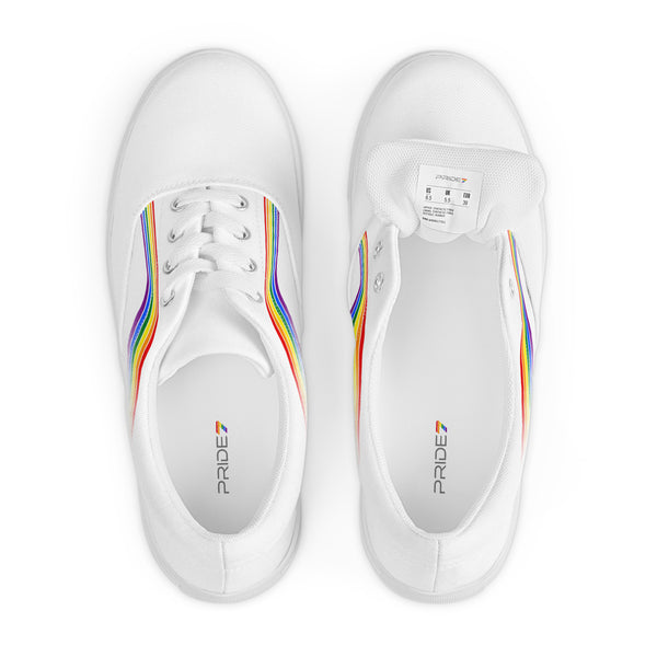 Trendy Gay Pride Colors White Lace-up Shoes - Women Sizes