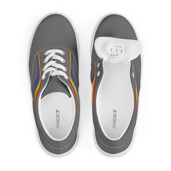 Trendy Gay Pride Colors Gray Lace-up Shoes - Women Sizes