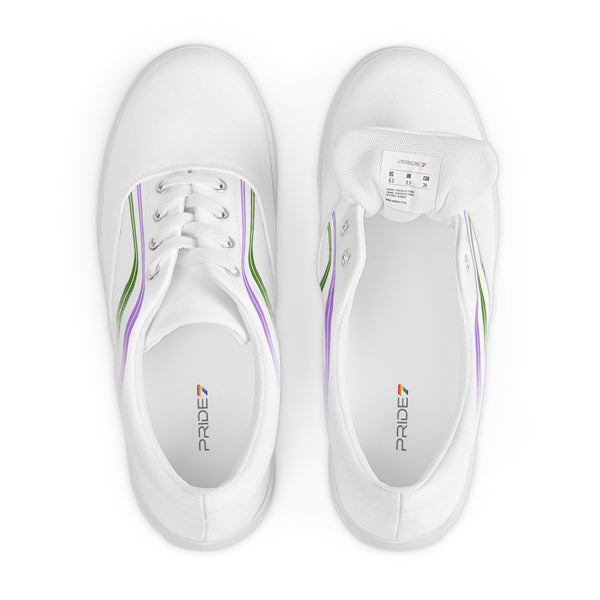 Trendy Genderqueer Pride Colors White Lace-up Shoes - Women Sizes
