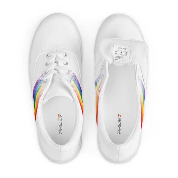 Gay Pride Colors Modern White Lace-up Shoes - Women Sizes