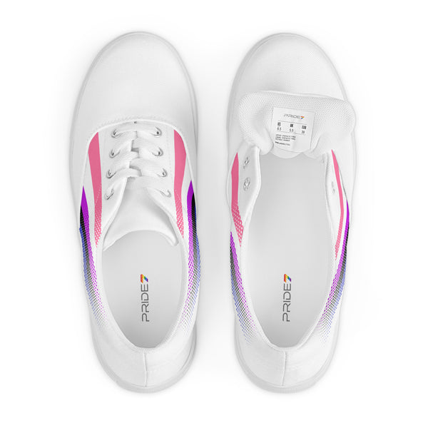 Genderfluid Pride Colors Original White Lace-up Shoes - Women Sizes