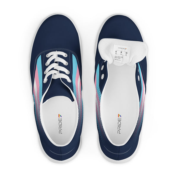 Transgender Pride Flag Navy Lace-up Shoes