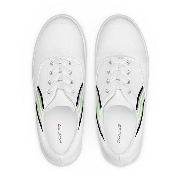 Classic Agender Pride Colors White Lace-up Shoes - Women Sizes