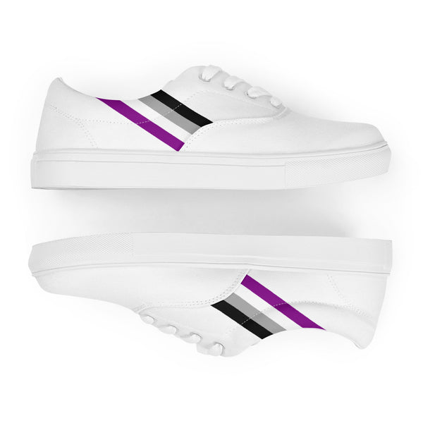 Classic Asexual Pride Colors White Lace-up Shoes - Women Sizes