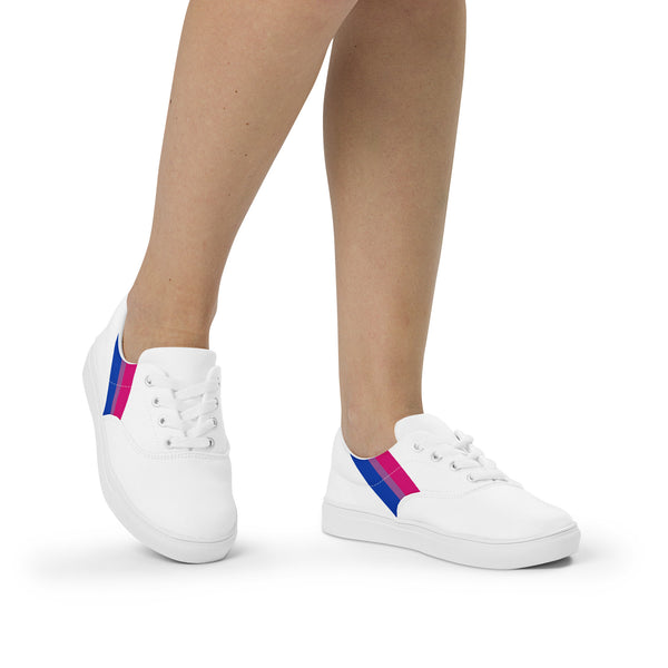 Classic Bisexual Pride Colors White Lace-up Shoes - Women Sizes