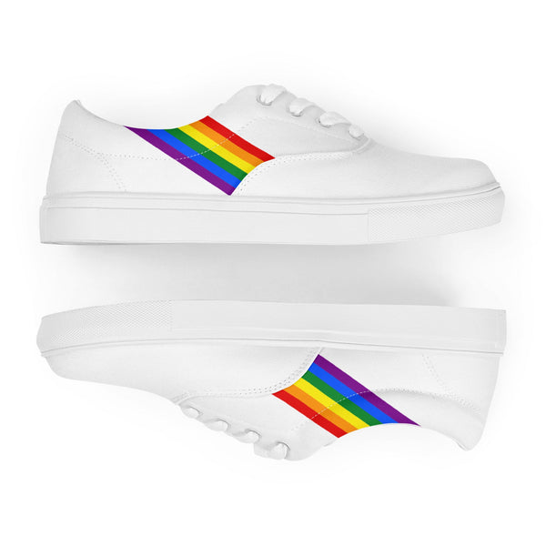 Classic Gay Pride Colors White Lace-up Shoes