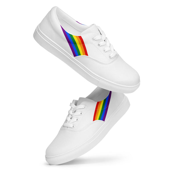 Classic Gay Pride Colors White Lace-up Shoes