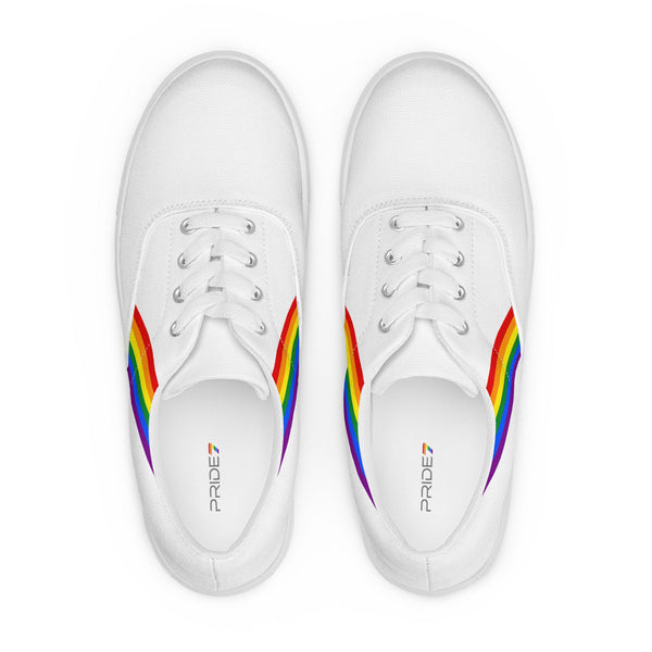 Classic Gay Pride Colors White Lace-up Shoes