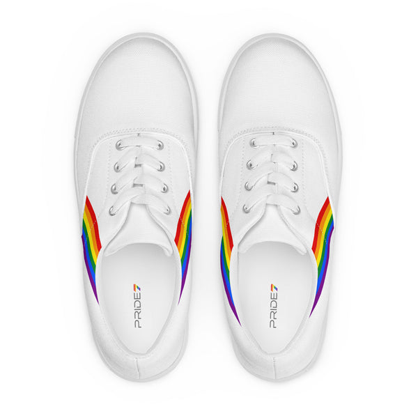 Classic Gay Pride Colors White Lace-up Shoes - Women Sizes