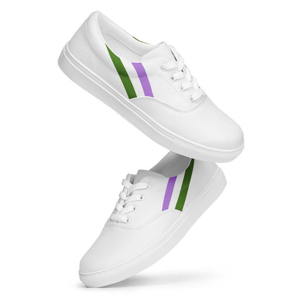 Classic Genderqueer Pride Colors White Lace-up Shoes - Women Sizes