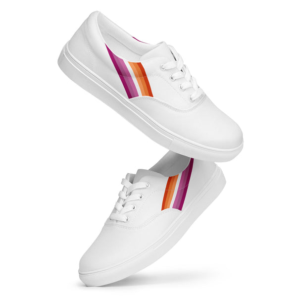 Classic Lesbian Pride Colors White Lace-up Shoes - Women Sizes