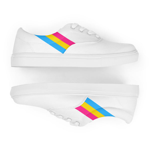 Classic Pansexual Pride Colors White Lace-up Shoes - Women Sizes