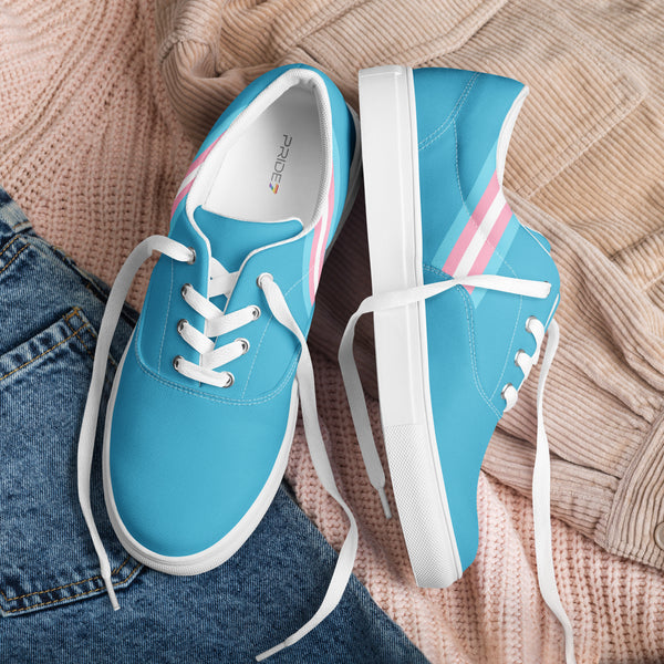 Classic Transgender Pride Colors Blue Lace-up Shoes - Women Sizes