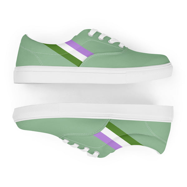 Classic Genderqueer Pride Colors Green Lace-up Shoes - Women Sizes