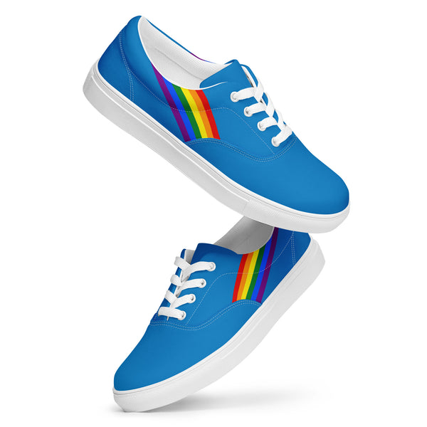Classic Gay Pride Colors Blue Lace-up Shoes - Women Sizes