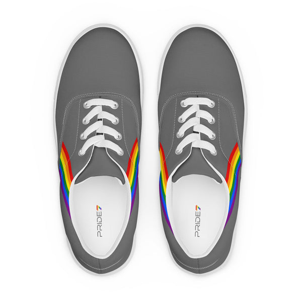 Classic Gay Pride Colors Gray Lace-up Shoes - Women Sizes