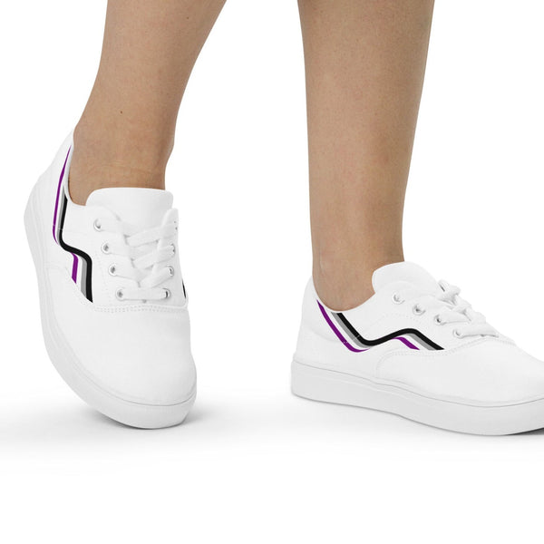 Original Asexual Pride Colors White Lace-up Shoes