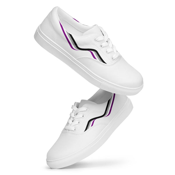 Original Asexual Pride Colors White Lace-up Shoes - Women Sizes