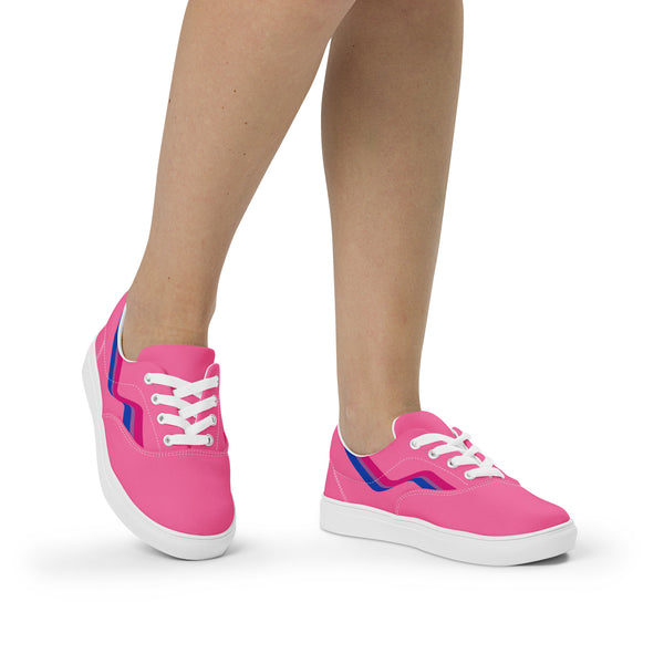 Original Bisexual Pride Colors Pink Lace-up Shoes - Women Sizes