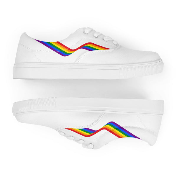 Original Gay Pride Colors White Lace-up Shoes