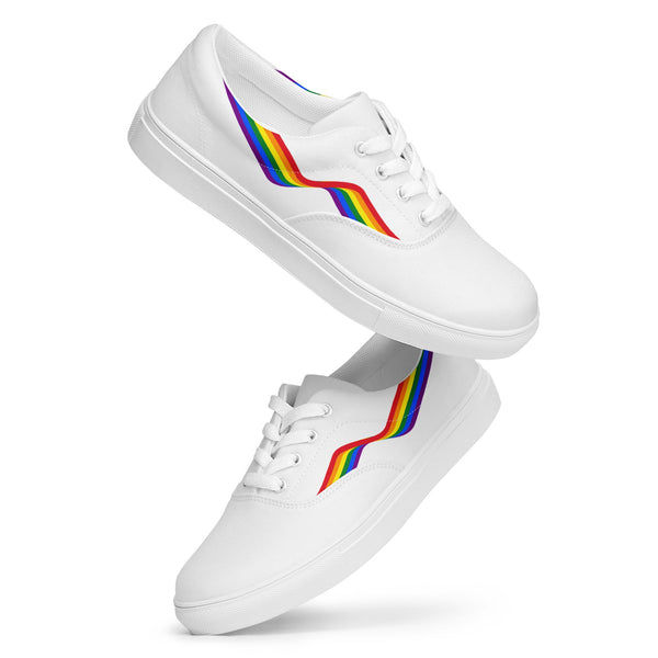 Original Gay Pride Colors White Lace-up Shoes