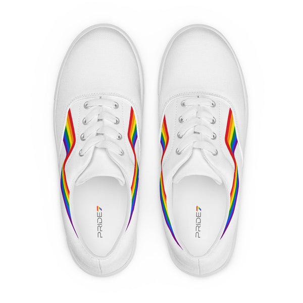 Original Gay Pride Colors White Lace-up Shoes