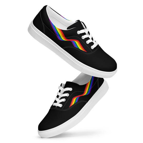 Original Gay Pride Colors Black Lace-up Shoes - Women Sizes