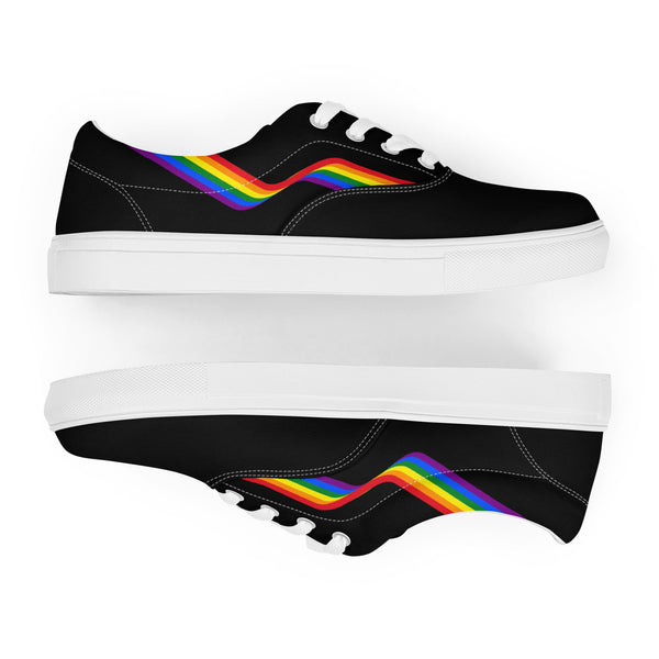 Original Gay Pride Colors Black Lace-up Shoes - Women Sizes