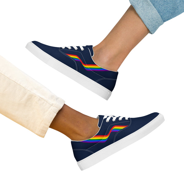 Original Gay Pride Colors Navy Lace-up Shoes - Women Sizes